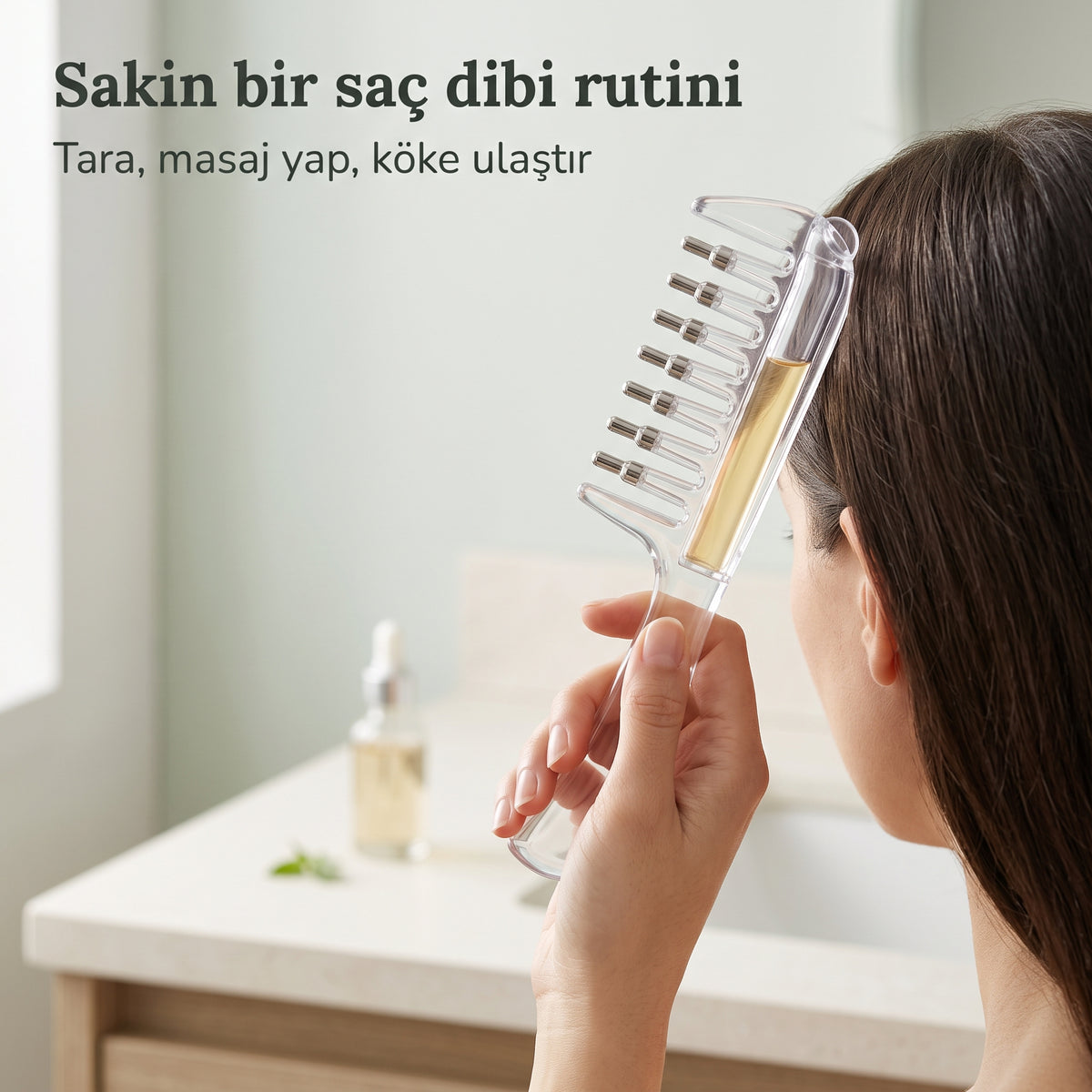 RootGlow™ Metal Bilyeli Saç Bakım ve Masaj Aplikatörü