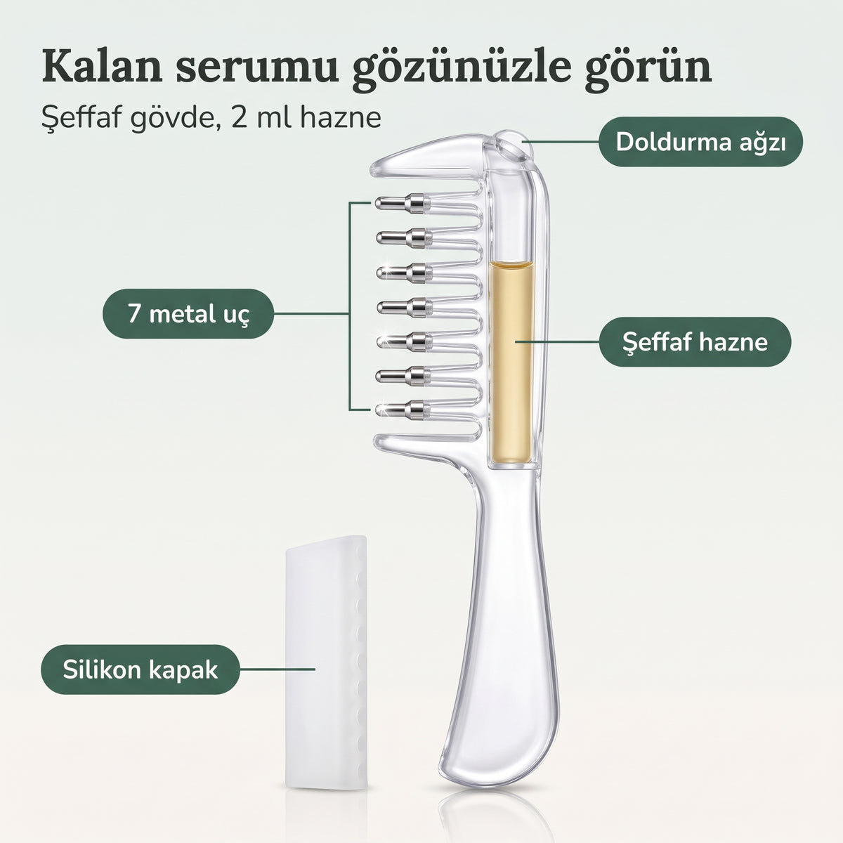 RootGlow™ Metal Bilyeli Saç Bakım ve Masaj Aplikatörü